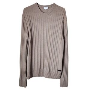 BRIONI 100% Cashmere Ribbed Knit Fashion Jumper crewneck sweater oat‎ 56